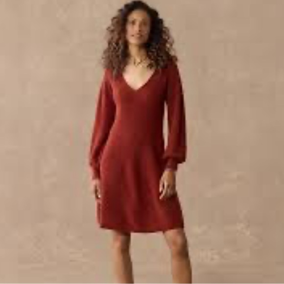 Sundance Women’s 100% Cashmere Cinammon Rust Sweater Dress V Neck XL - Picture 1 of 7
